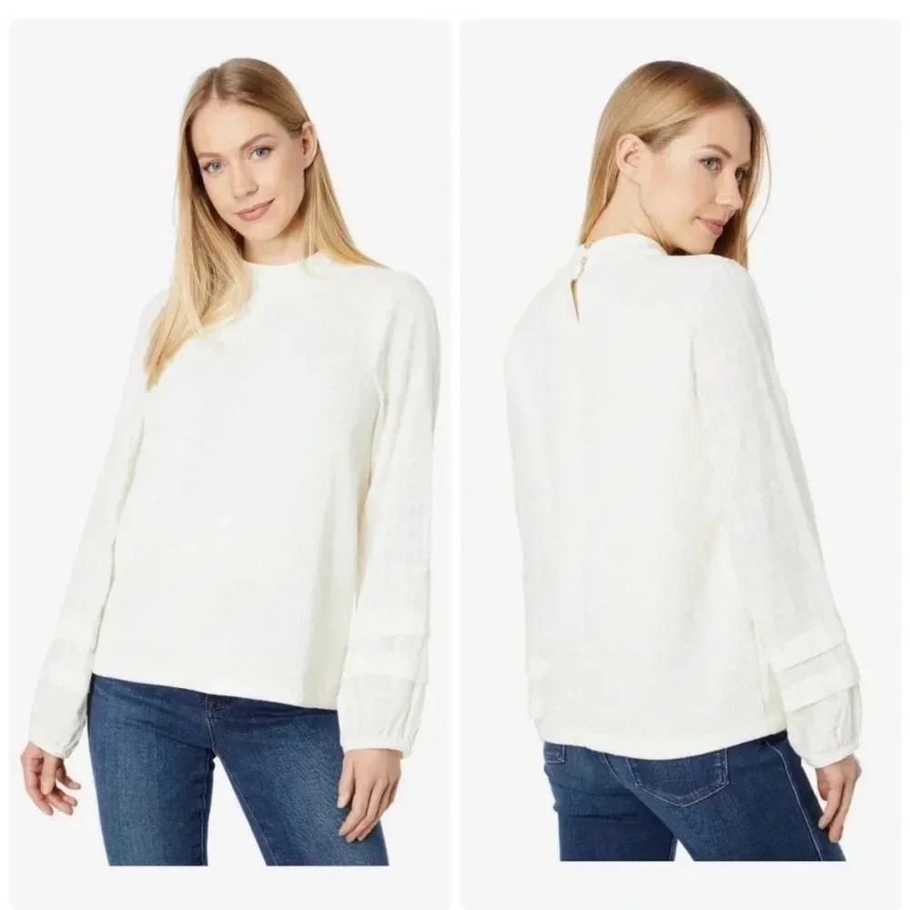 Madewell Weavemix Mockneck Bubble-Sleeve Top | NEW | Small